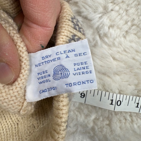 Murray Merkley Vintage Handmade 100% Wool Winter Beanie Ski Hat Ivory Blue - Picture 5 of 5